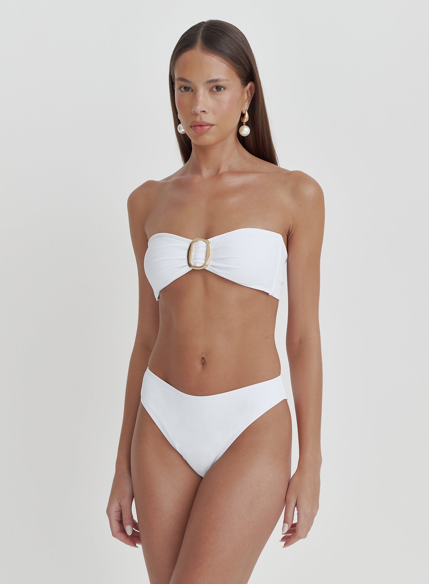 White Gold Hardware Bandeau Bikini Top
